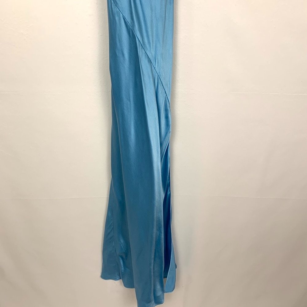 NWT Nicholas x Revolve Simone Silk Maxi Dress Belted Slit Gown Sky Blue 2 - Picture 6 of 12